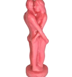 VELAS PAREJA ENTRELAZADA MEDIANA ROSA 17 Cm.